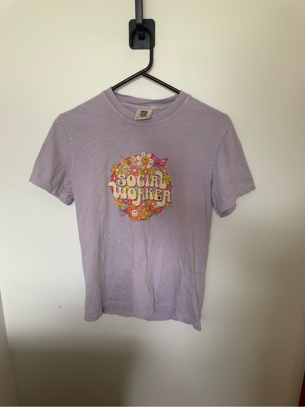 Comfort Colors Lavender "Social Worker" Floral Graphic Long Sleeve Tee
